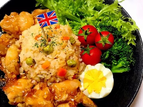 炊飯器で一発3品！照り玉チキンライス